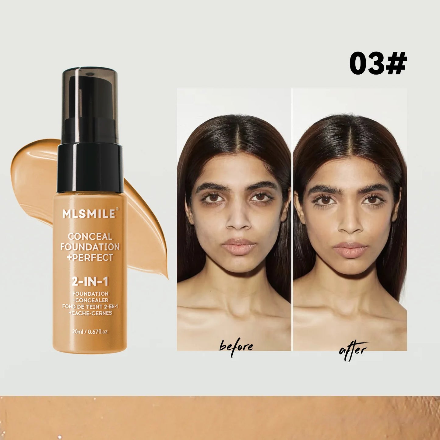 Base de maquillaje en polvo de 6 colores MLSMILE: resistente al agua, de larga duración y con control de grasa.