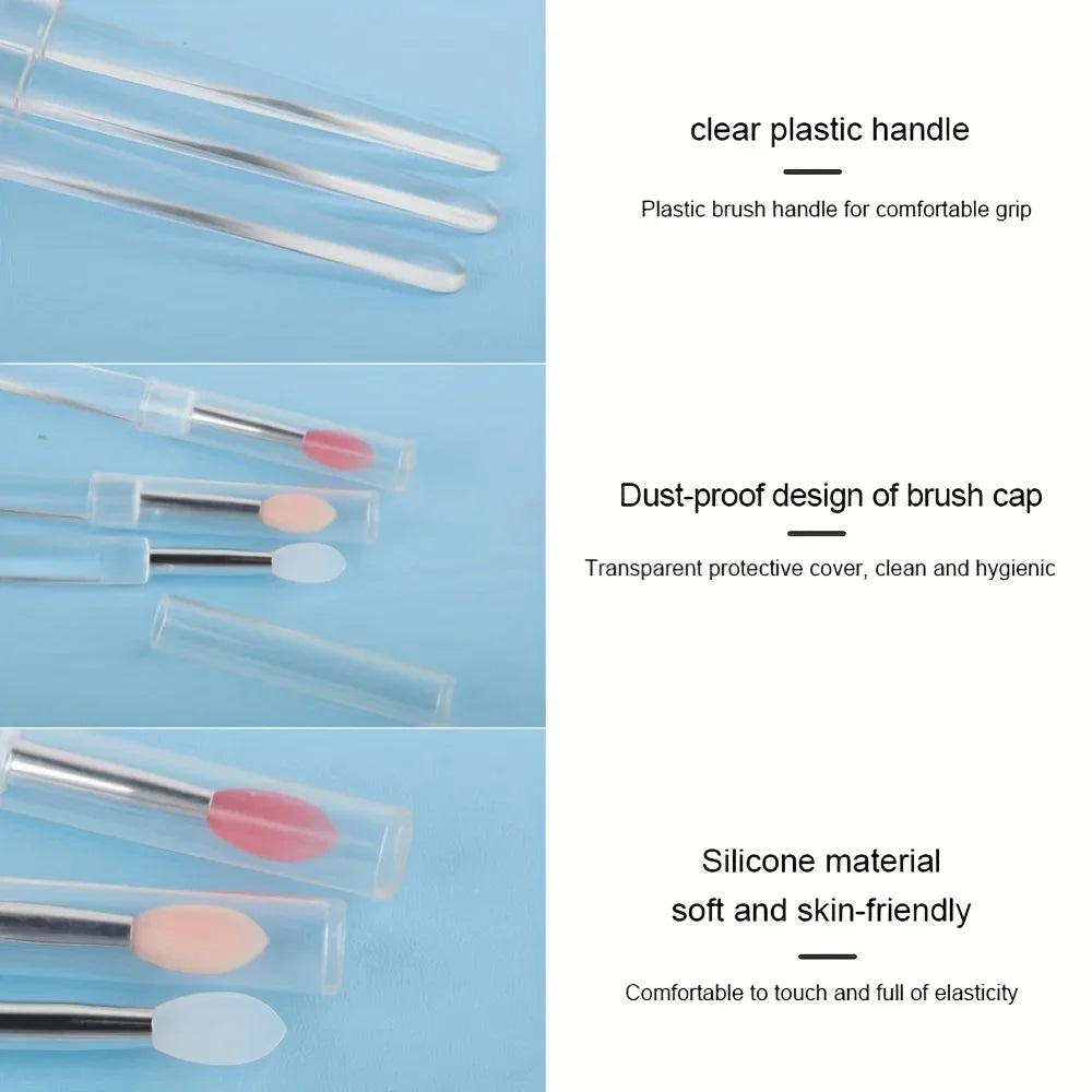 LuxuryGlow 8PCS Silicone Lip Brush Set with Lid – Precise Lip Gloss & Cream Applicator