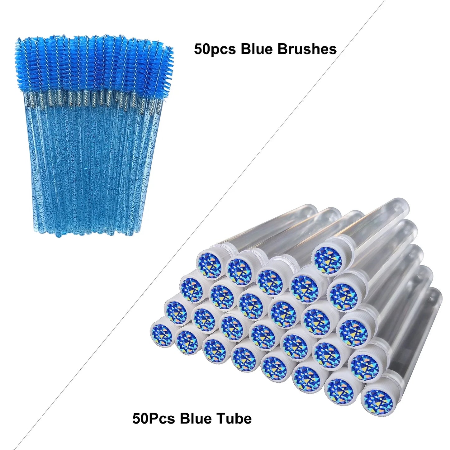 FOEONCO 50PCS Disposable Eyelash Brushes with Tubes – Mascara Wands & Spoolies