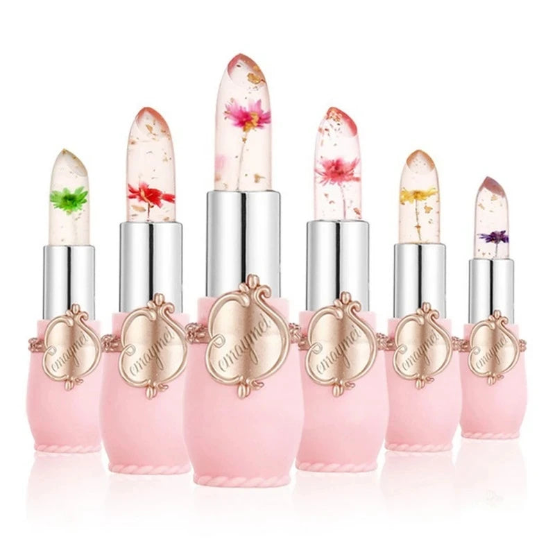 Juego de 6 labiales LuxuryGlow Flower Jelly: brillo duradero que cambia de color