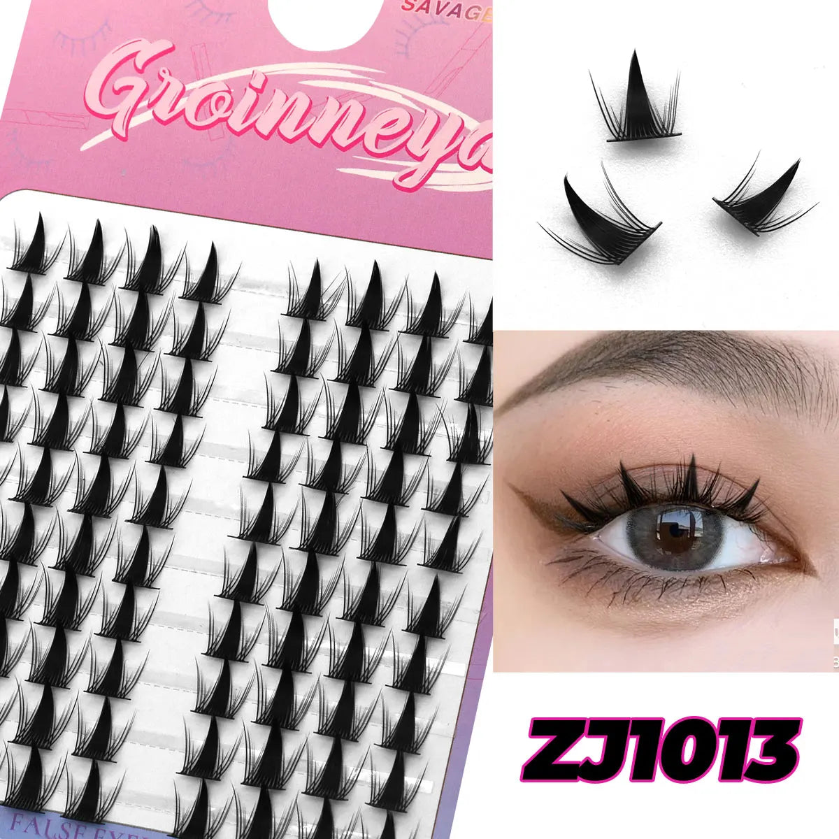 GROINNEYA Cluster Lashes – Natural Volume DIY Eyelash Extensions Mixed Tray