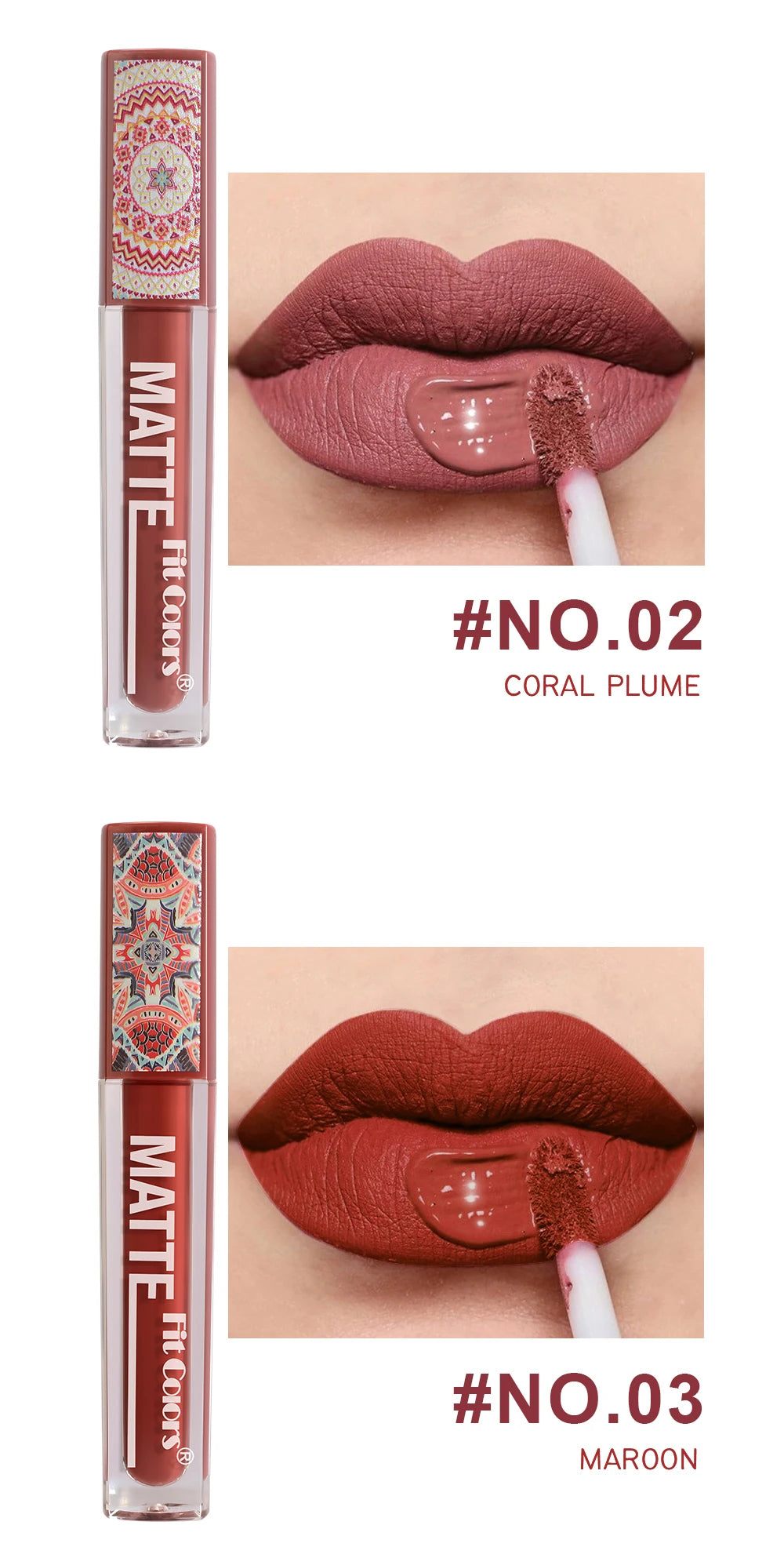 Fit Colors Matte Lip Gloss – Waterproof, Long-Lasting Velvet Lipstick