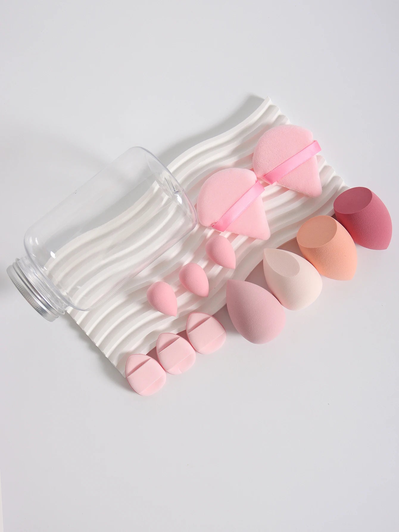 Esponjas de maquillaje de doble uso Luxury Glow, 12 unidades, con frasco de almacenamiento – Sin látex