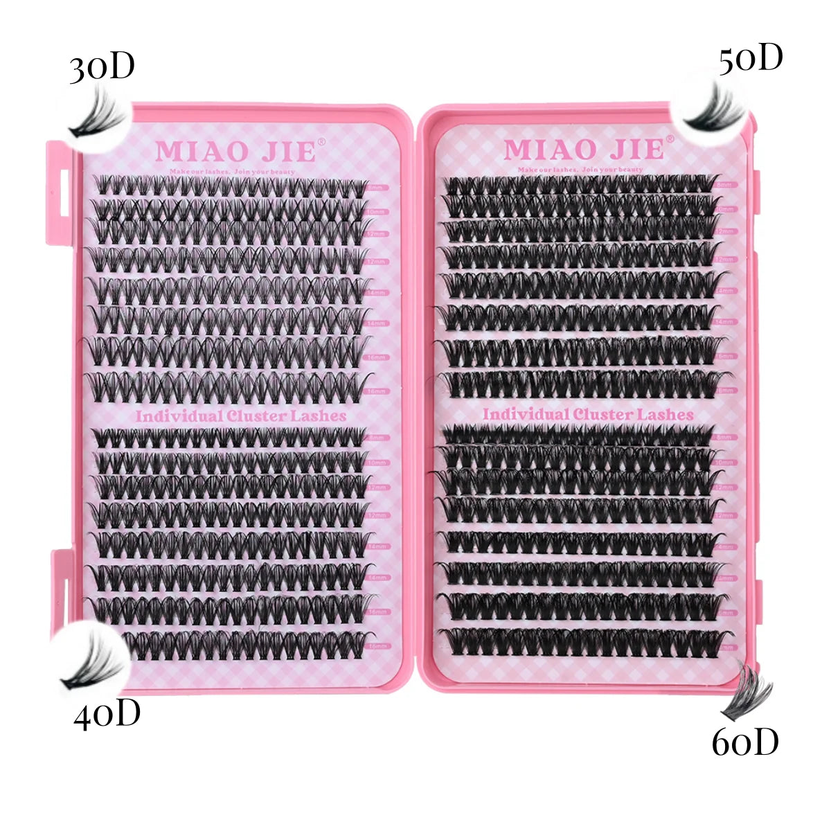 مجموعة رموش MIAOJIE D Curl من 640 قطعة - رموش صناعية فردية بطول 9-16 مم