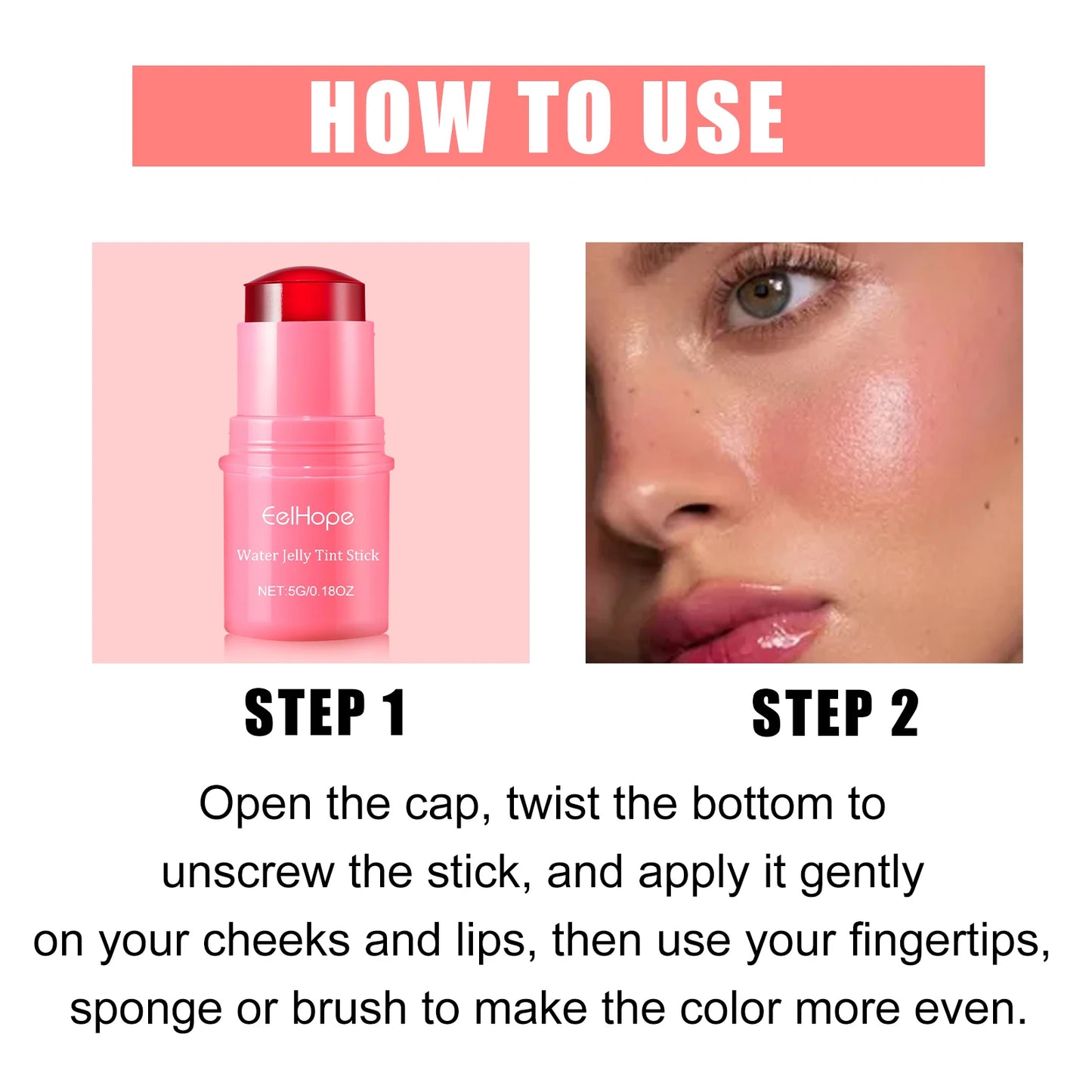 Eelhope 3-in-1 Milk Jelly Blusher Stick – Long-Lasting, Moisturizing & Brightening