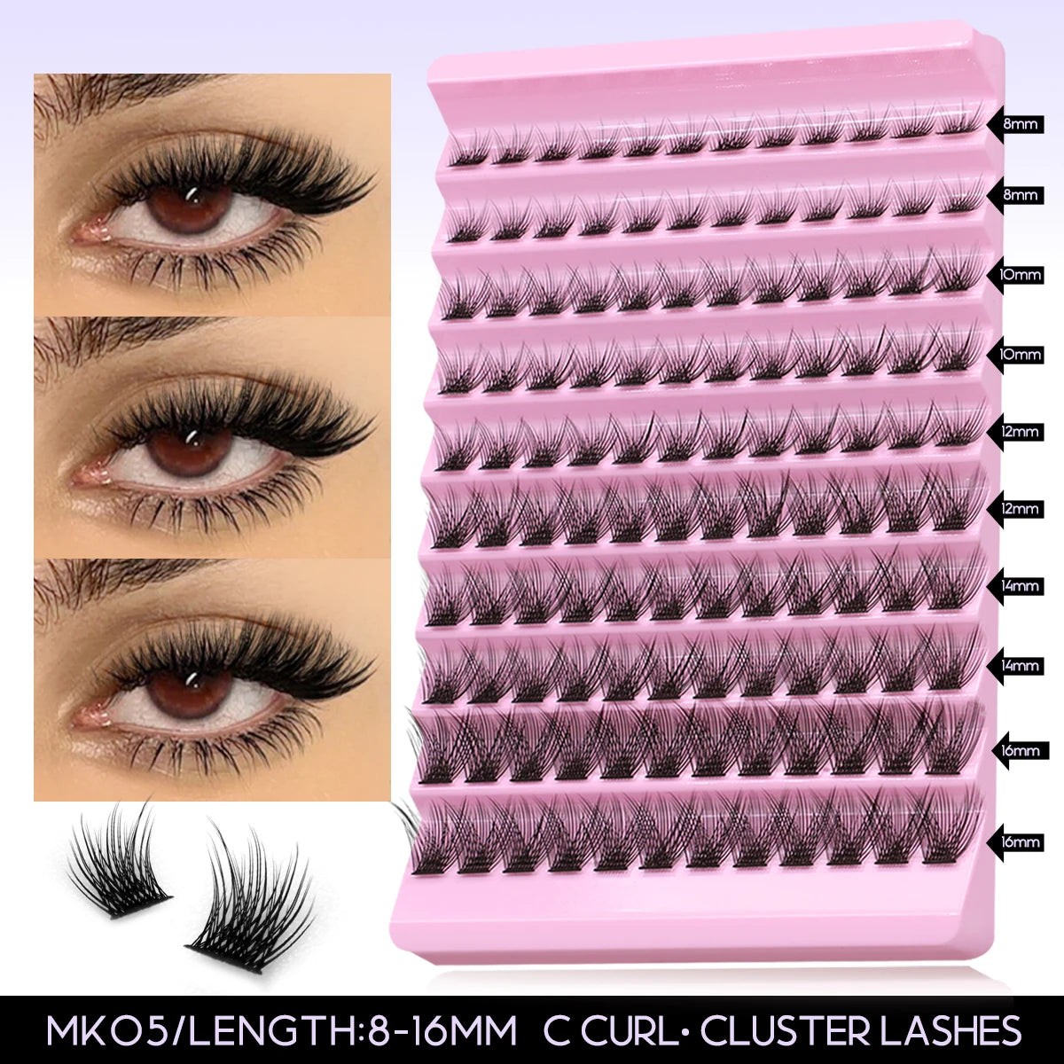 GROINNEYA DIY Lash Extension Kit – Individual Cluster Lashes with Glue & Remover (Natural Look)