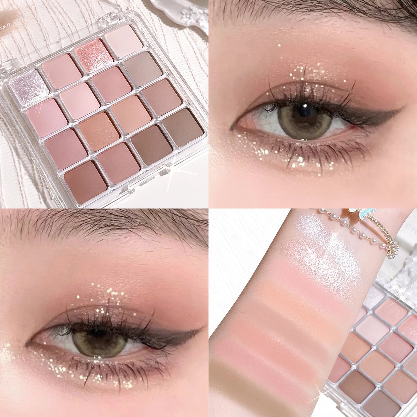 LuxuryGlow Sunset Magic 16-Color Eyeshadow Palette – Matte, Shimmer & Glitter Earth Tones