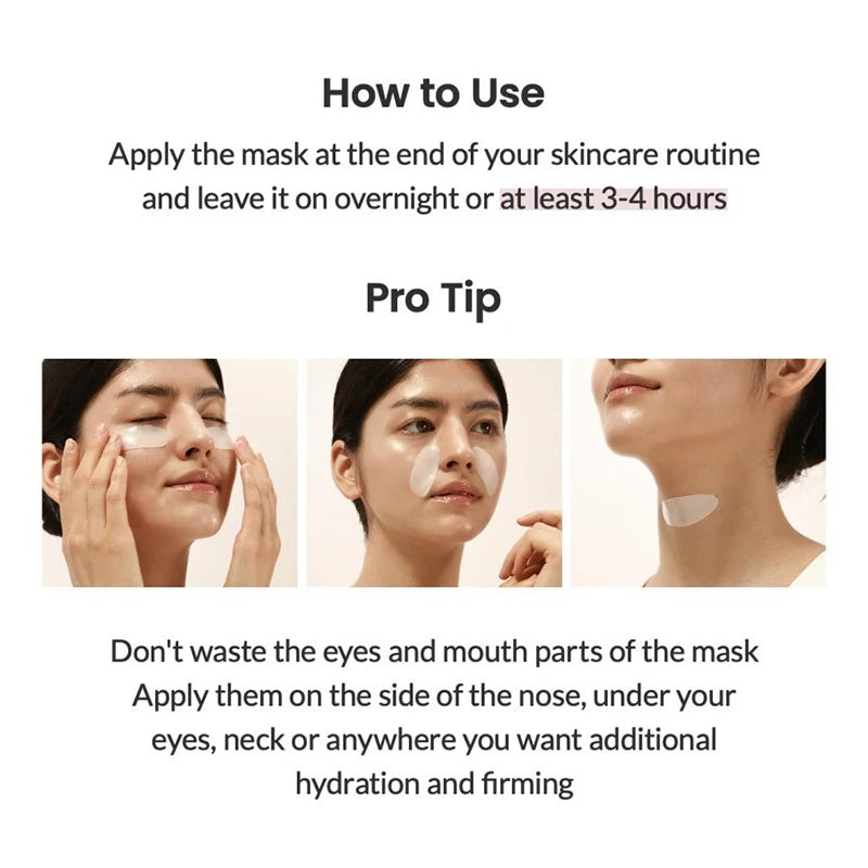 LuxuryGlow Bio Collagen Face Mask – Deep Hydrating & Brightening Overnight Skincare (1/5/10/20 PCS)