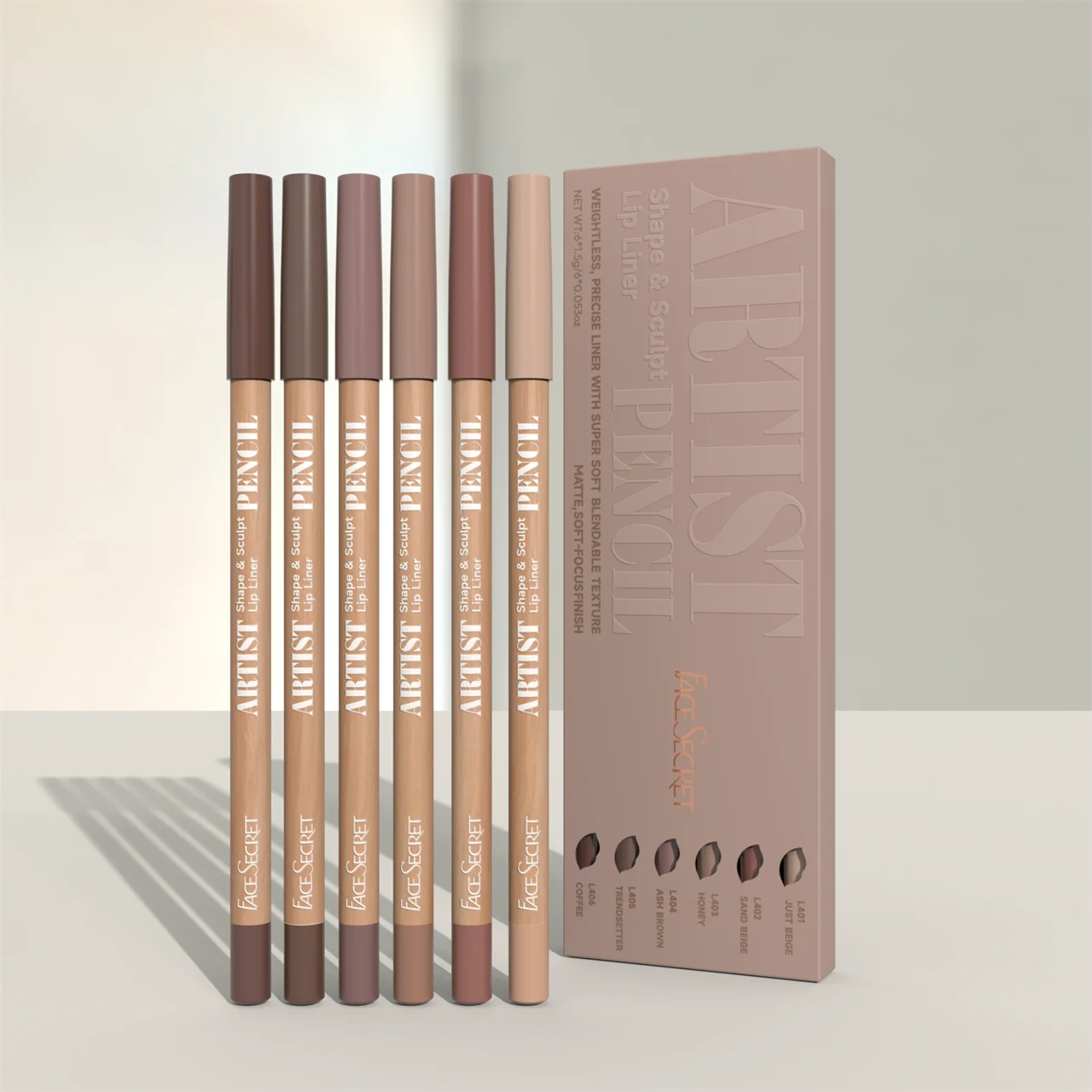 Lápiz delineador de labios LuxuryGlow Face Secret Sculpt: set de delineador de labios mate, duradero y resistente al agua