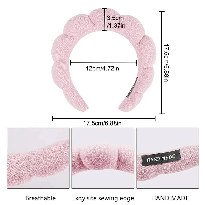 LuxuryGlow Soft Cloud Hair Band Set – 3pcs Fluffy Headbands for Makeup & Skincare