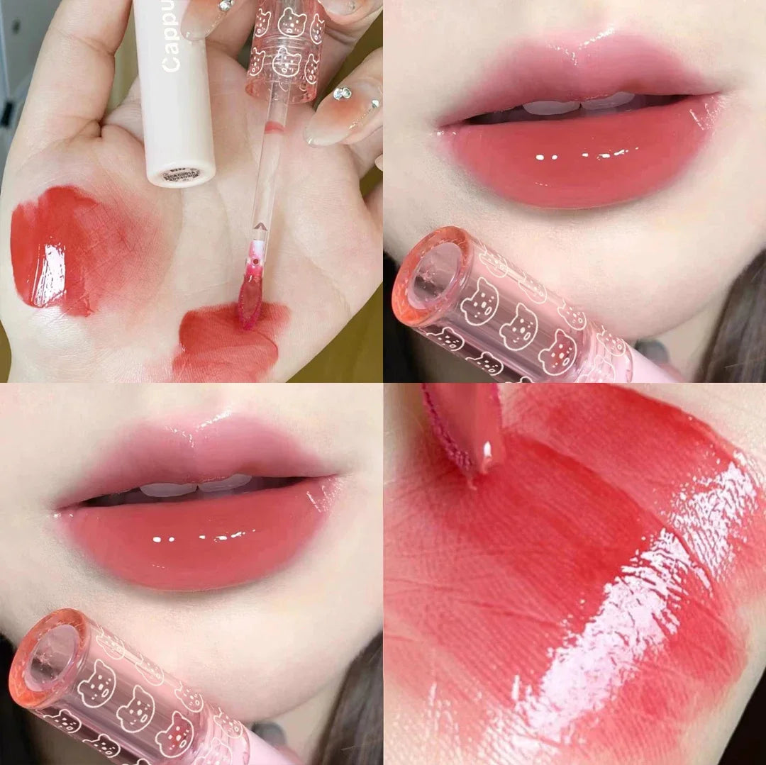Brillo de labios con efecto espejo en rosa cereza LuxuryGlow: aceite labial hidratante con brillo de cristal