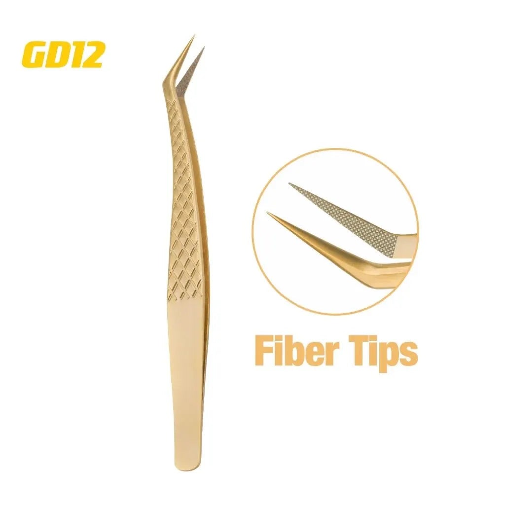 GEMERRY Fiber Tip Eyelash Extension Tweezer – High Precision Golden Tool