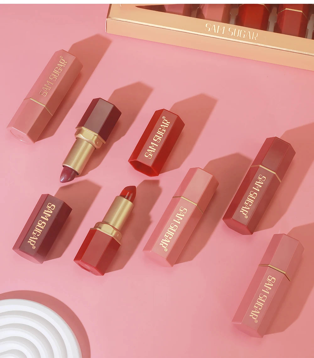 Set de labiales mate LuxuryGlow de 6 colores Gold Bar: textura aterciopelada y acabado perlado