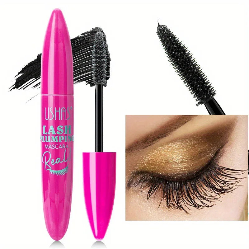 USHAS 4D Ultra Long Lasting Waterproof Mascara – Fiber Lash Extension with 360° Spiral Brush