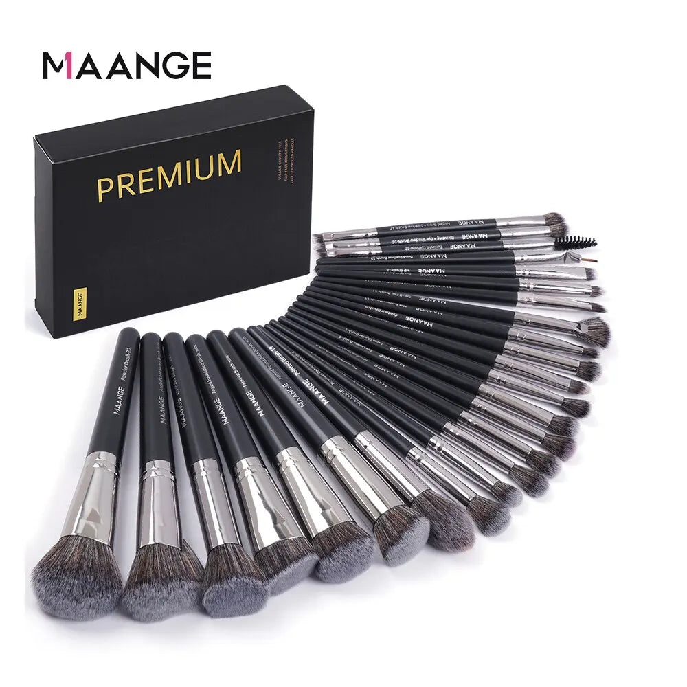 MAANGE - Juego de 25 brochas de maquillaje profesional para rostro y ojos en caja de regalo