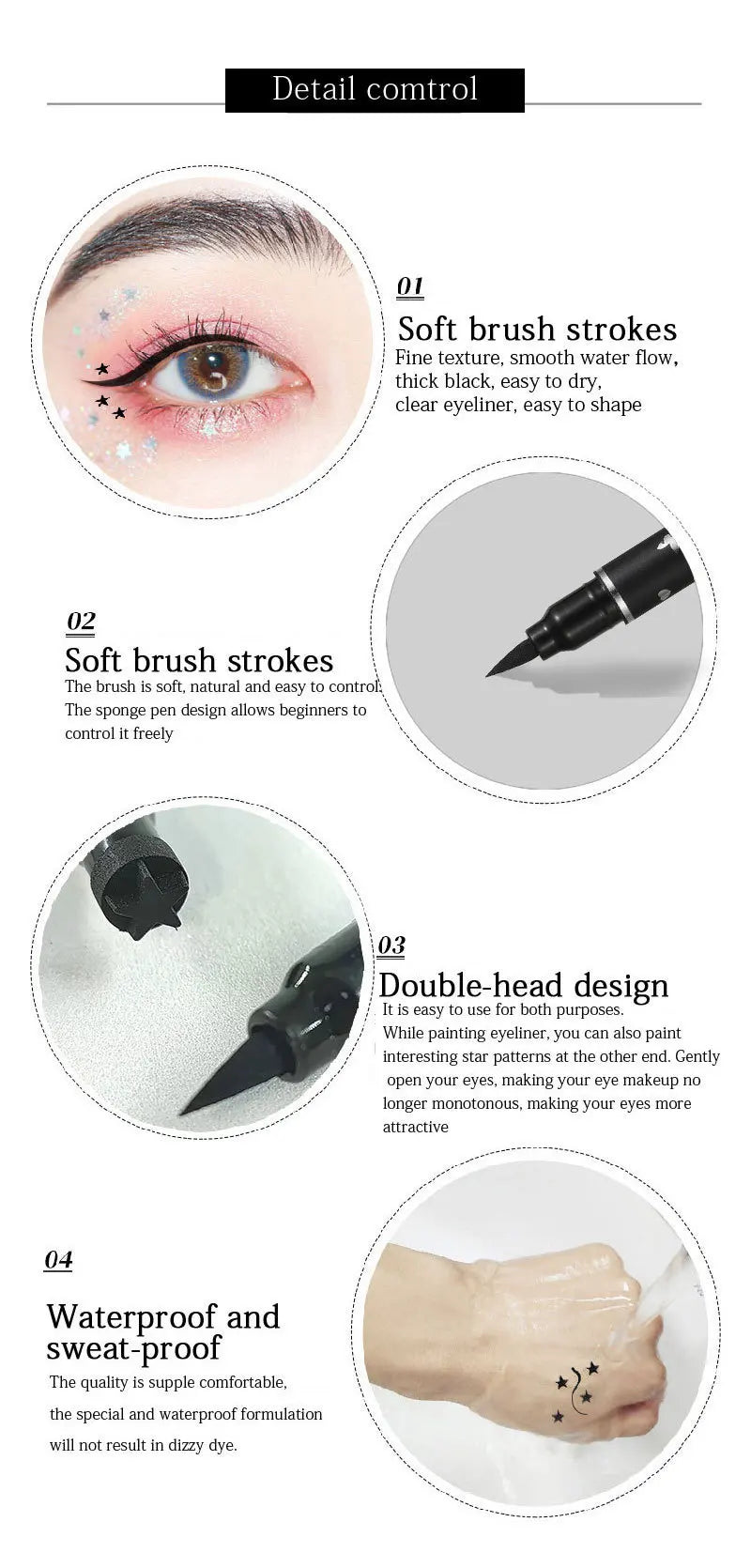 Dragon Ranee Double-Head Eyeliner with Star Stamp – Waterproof & Smudge-Proof (2.5g)