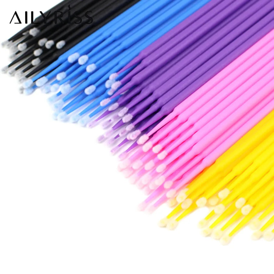 AILYRISS 100PCS Disposable Micro Eyelash Brushes – Precision Applicators for Lash Extensions & Removal