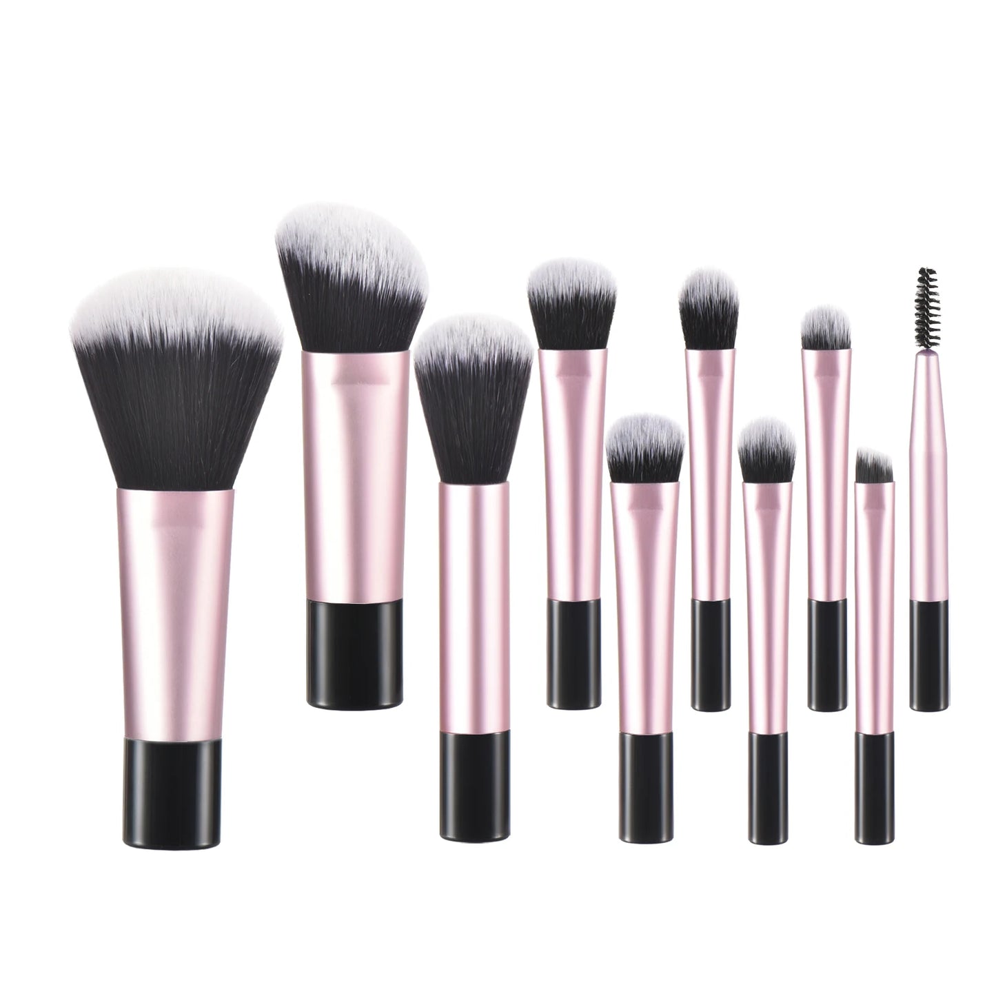 مجموعة فرش مكياج صغيرة من LuxuryGlow، 10 ألوان، مجموعة سفر محمولة مع إسفنجة وأدوات
