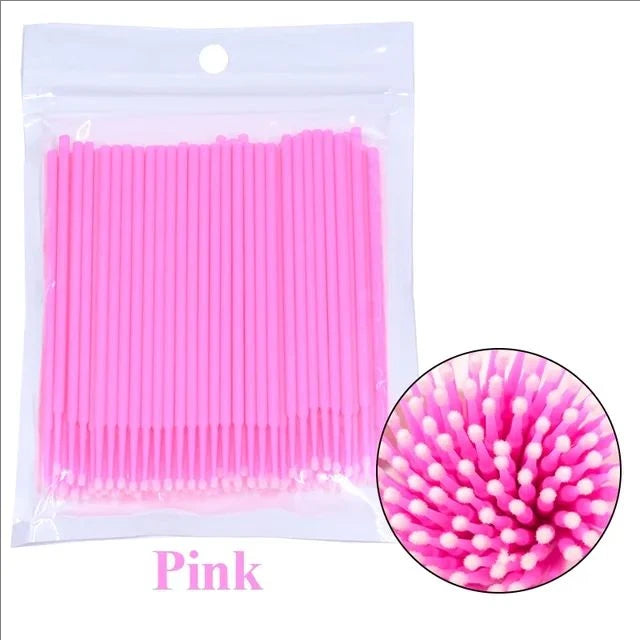 JPNPL MJ 100PCS Microcepillos para Pestañas – Hisopos de Algodón para Limpiar Extensiones de Pestañas