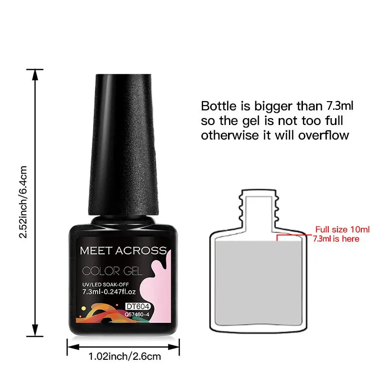 MEET ACROSS 6PC UV LED Gel Nail Polish Set – Soak Off Semi-Permanent Manicure Kit (7ml Each) C25