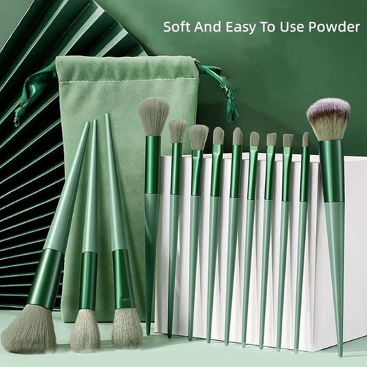 LuxuryGlow 13pcs Professional Makeup Brush Set – Soft Bristles with Travel Pouch