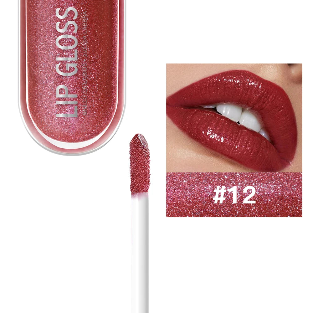 Set de brillo labial USHAS de 12 colores: brillo metálico e hidratación de larga duración