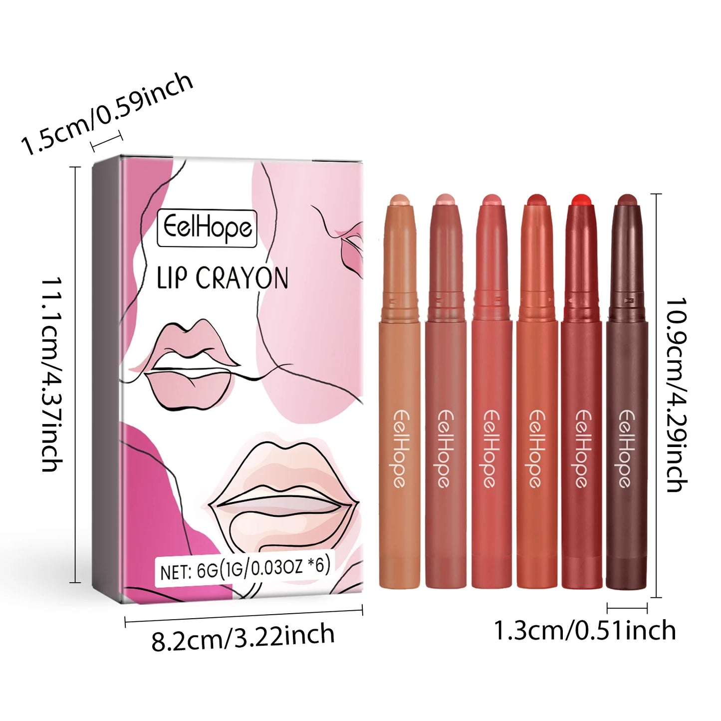 Delineador de labios mate resistente al agua Eelhoe: duradero, suave y fácil de difuminar.