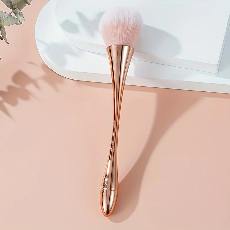 WRDEW Rose Gold Fan Makeup Brush – Soft Blush, Highlight & Powder Brush