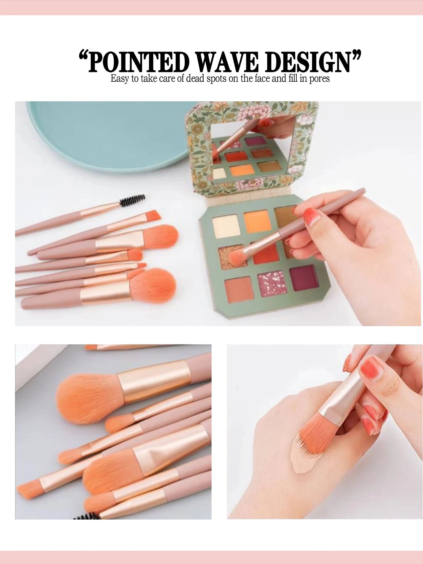 LuxuryGlow 8PCS Soft Makeup Brush Set | Kabuki Foundation, Blush & Eyeshadow