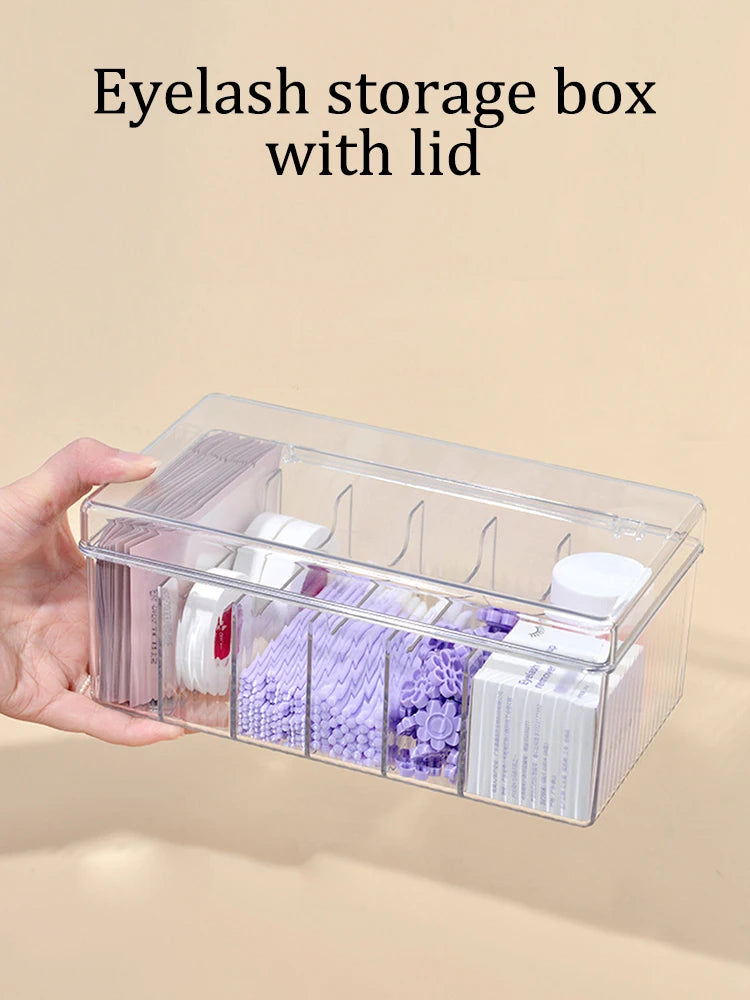 LuxuryGlow Professional Acrylic Eyelash Storage Box with Lid – Transparent Organizer for Lash Stylists