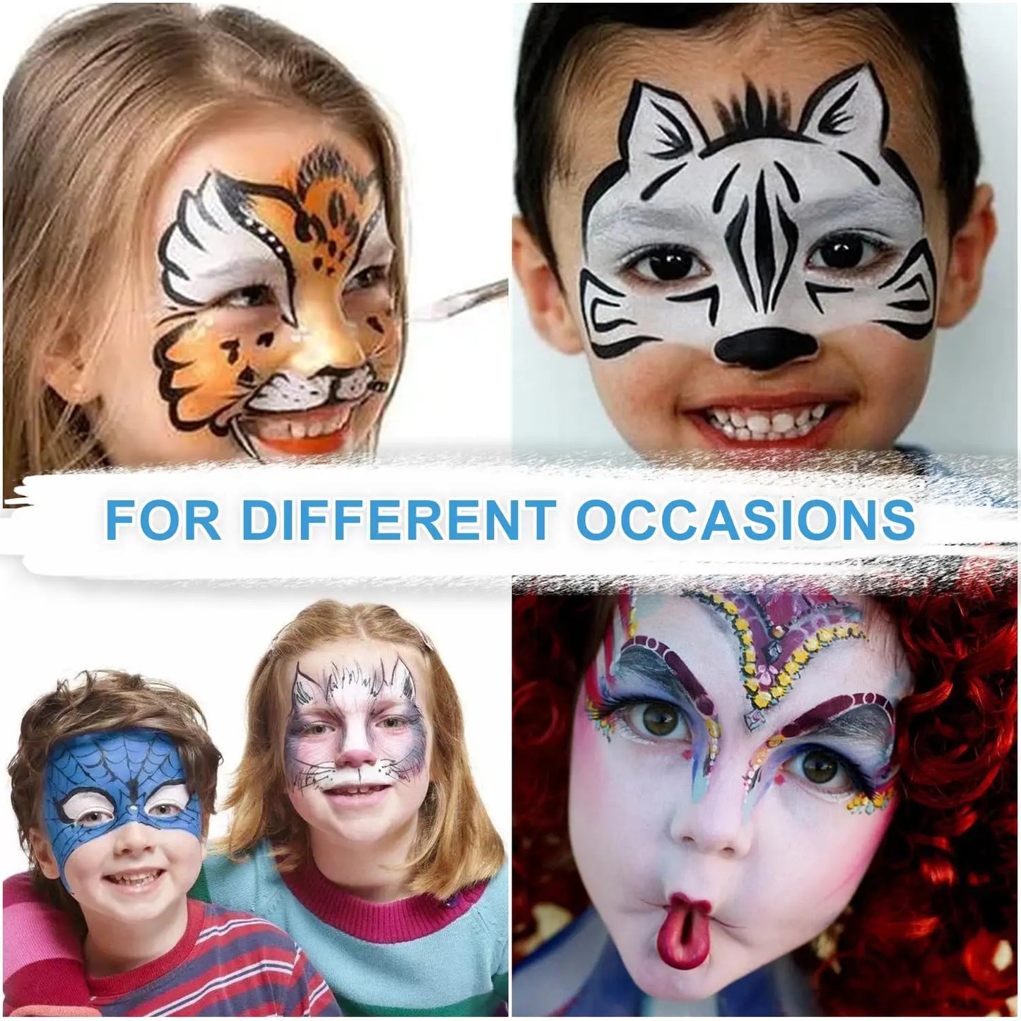 VERONNI 10-Color Body & Face Paint Kit with Brush – Safe Makeup for Kids & Adults