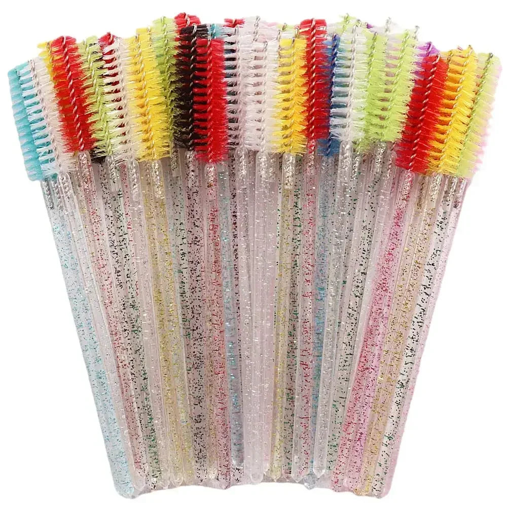 HUAZDS 50pcs Disposable Crystal Eyelash Brushes – Mascara Wands & Lash Combs