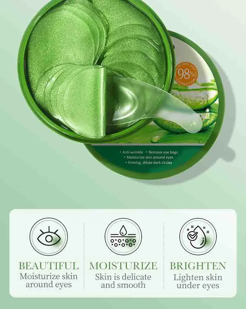 SADOER Aloe Vera Collagen Eye Masks | 60pcs Anti-Dark Circle & Puffiness Patches