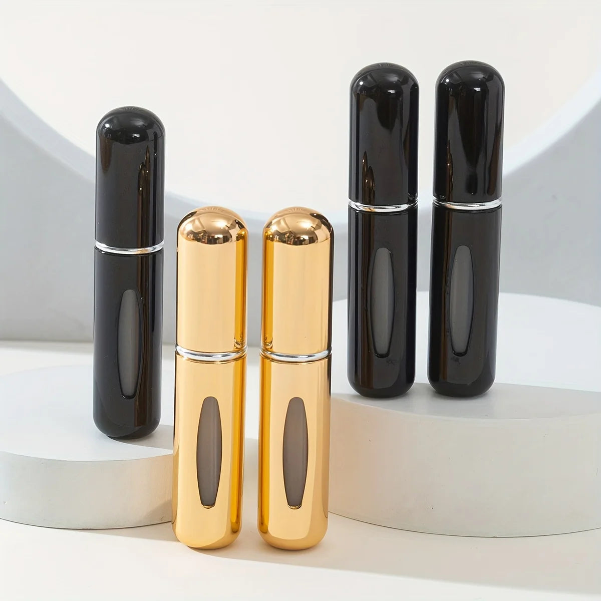 Botellas pulverizadoras de perfume portátiles LuxuryGlow (paquete de 5): atomizadores de viaje recargables para uso diario