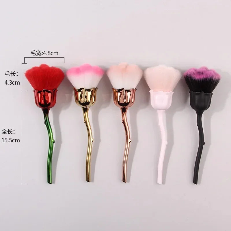 RUZOFO Black Rose Shaped Loose Powder Makeup Brush – Soft Face & Nail Dust Tool