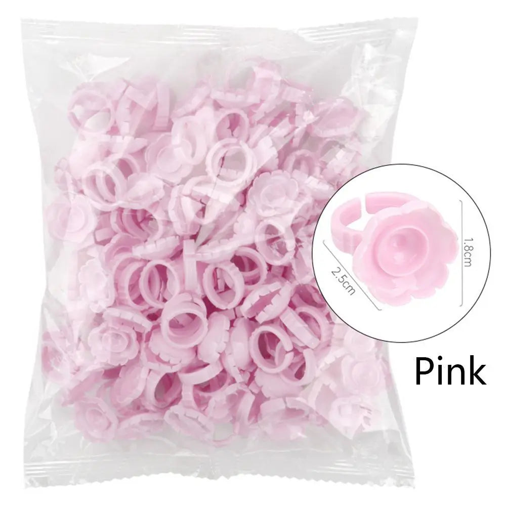 FOEONCO 100PCS Disposable Eyelash Glue Rings for Lash Extension & Tattoo Ink
