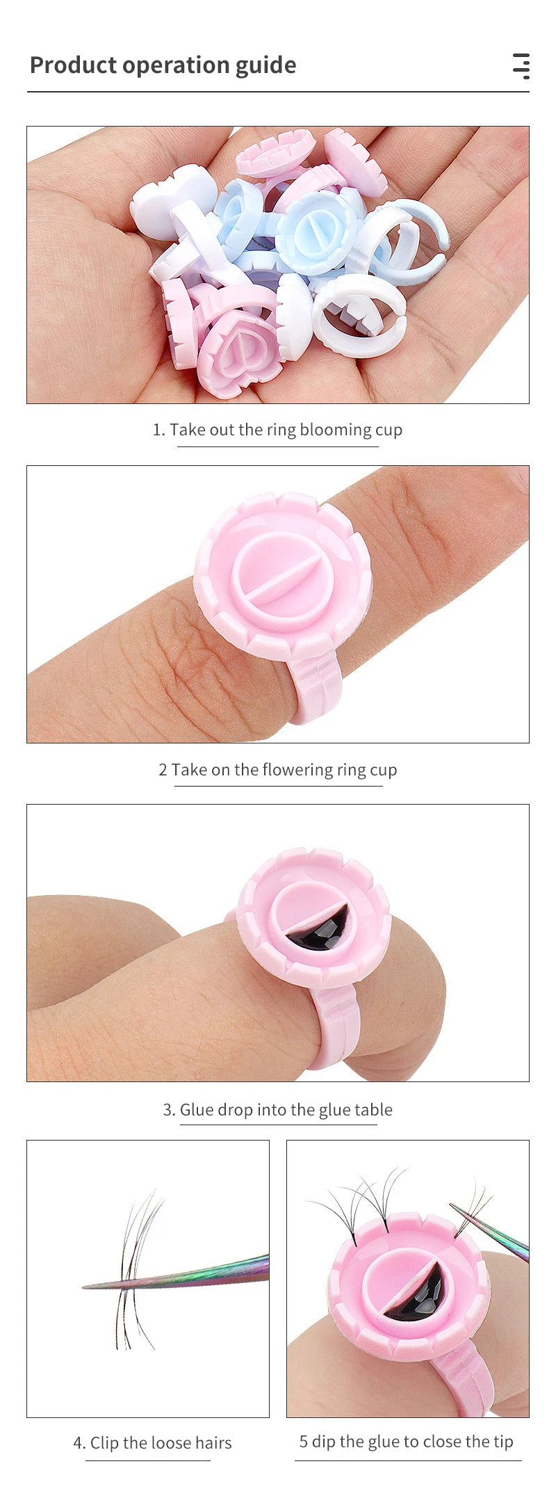 RPXBGUCKARHG 50/100PCS Disposable Eyelash Glue Ring Holders | Lash Extension Tool