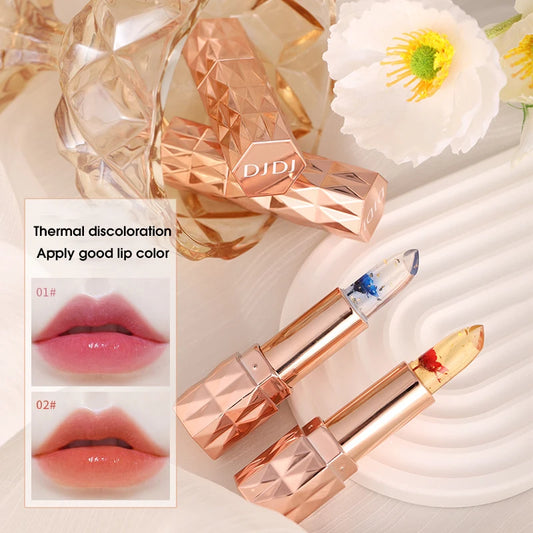Lápiz labial en gel LuxuryGlow que cambia de color: duradero, hidratante y sensible a la temperatura.