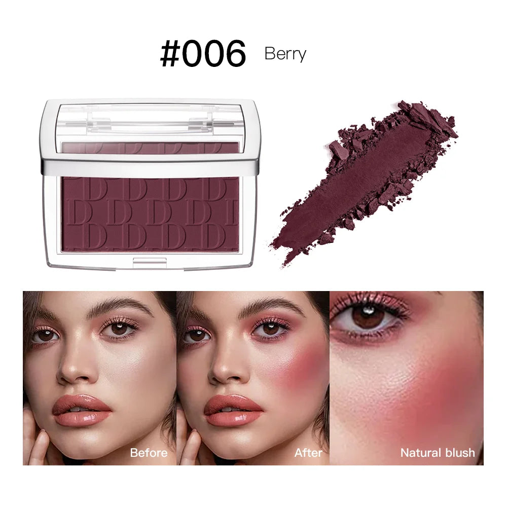 Paleta de rubor mate en relieve LuxuryGlow de 6 colores: alta pigmentación, brillo rosado natural