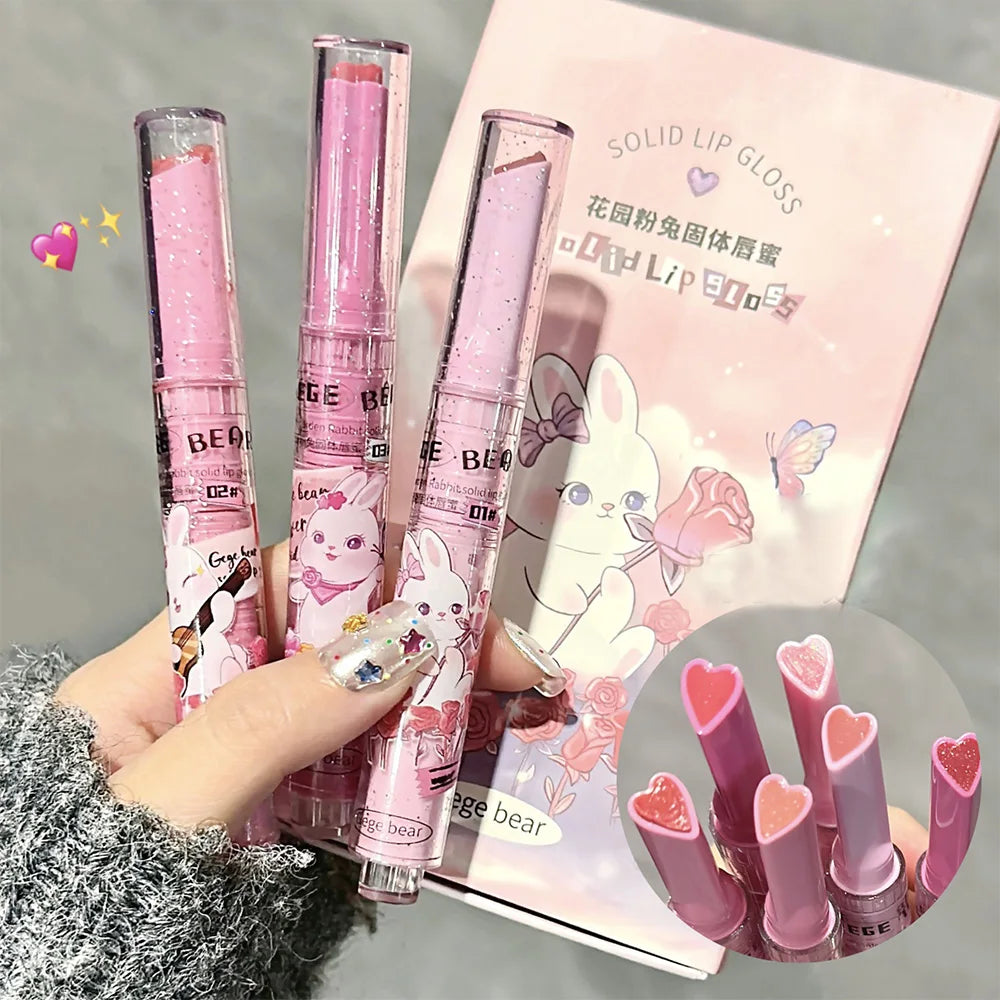 Brillo labial Gege Bear Garden Pink Rabbit: hidratante, duradero y resistente al agua.