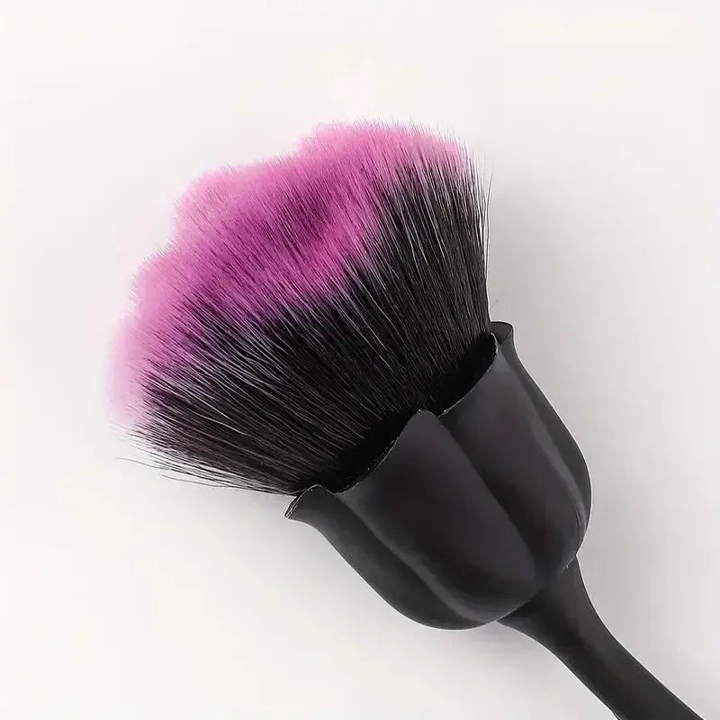 RUZOFO Black Rose Shaped Loose Powder Makeup Brush – Soft Face & Nail Dust Tool