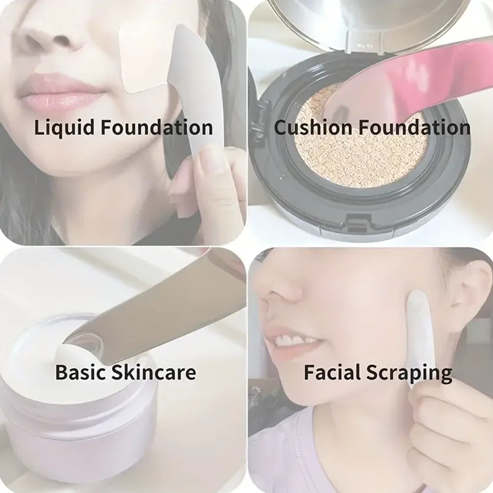 مجموعة فرشاة وملاعق مكياج من الفولاذ المقاوم للصدأ من LuxuryGlow - أداة خلط كريم الأساس والكريم