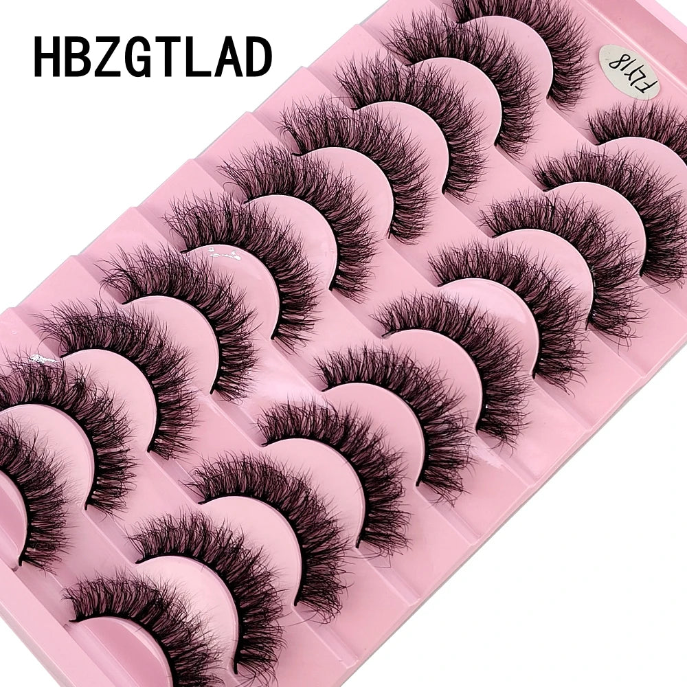 HBZGTLAD 10 pares de pestañas postizas de visón sintético: pestañas postizas rizadas 3D naturales y hechas a mano