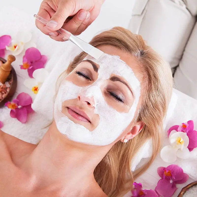 مجموعة فرش أقنعة الوجه LuxuryGlow من 4 قطع - فرشاة ناعمة على شكل مروحة وفرشاة تطبيق للكريم والأقنعة