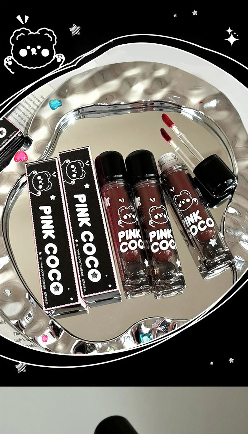 PINKCOCO Mirror Lip Glaze: brillo nude de larga duración con brillo iluminador