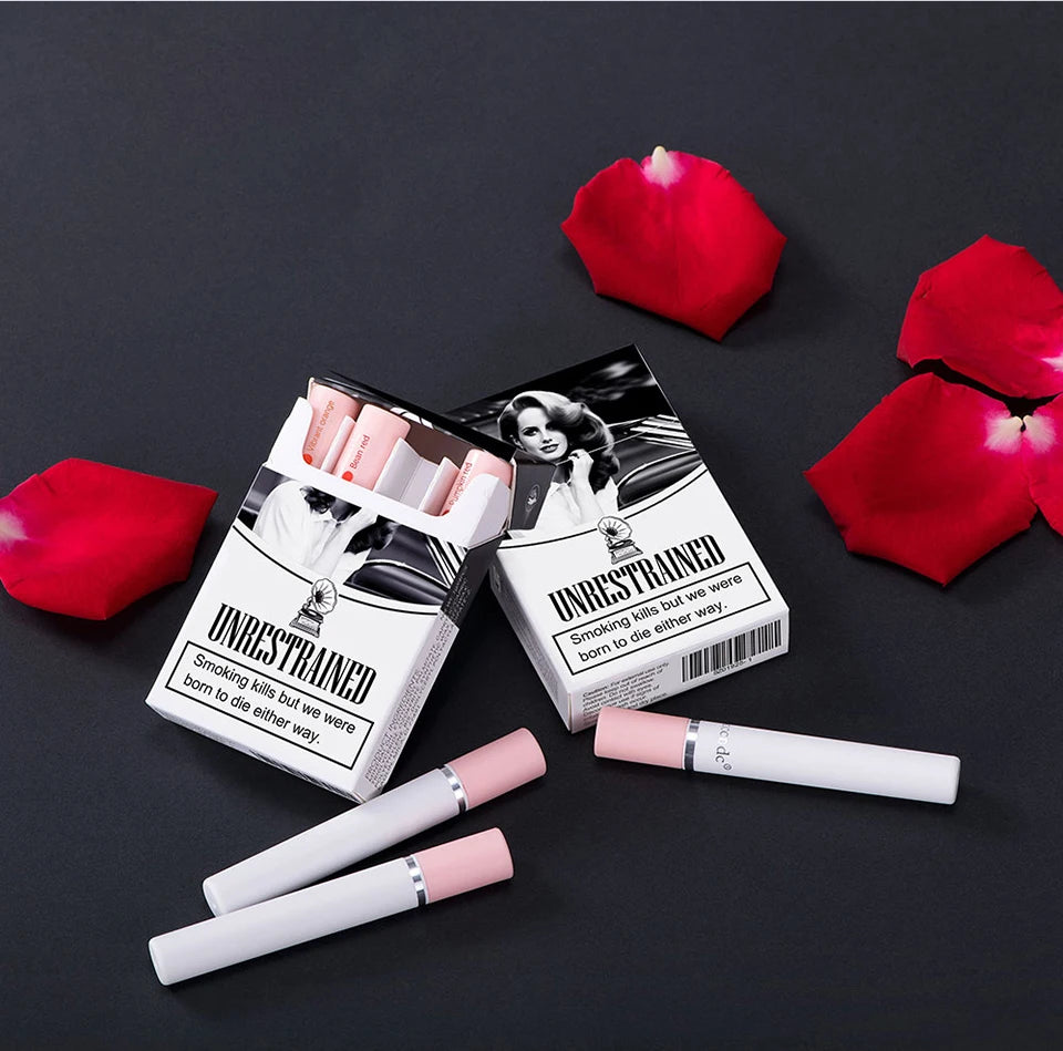 ibcccndc Cigarette Lip Gloss Set – 4 Colors Matte, Waterproof, Long-Lasting Lipstick for Women