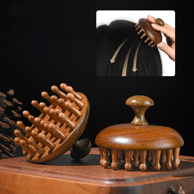 AQTOCNA Multi-Functional Wooden Scalp & Body Massage Comb – Sandalwood Guasha Therapy Tool