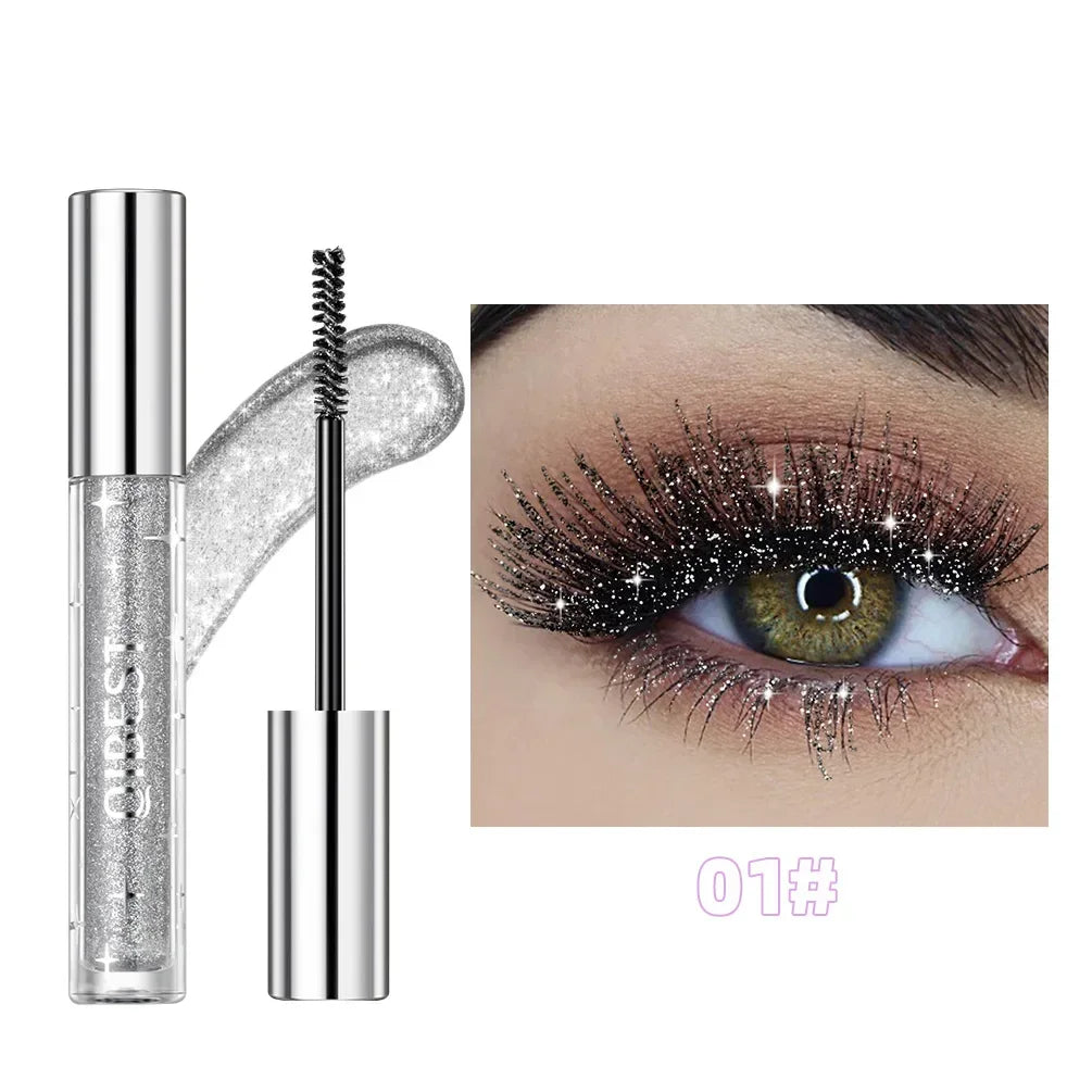 LuxuryGlow Diamond Purple Glitter Mascara – Curling, Volumizing & Sweatproof Shine