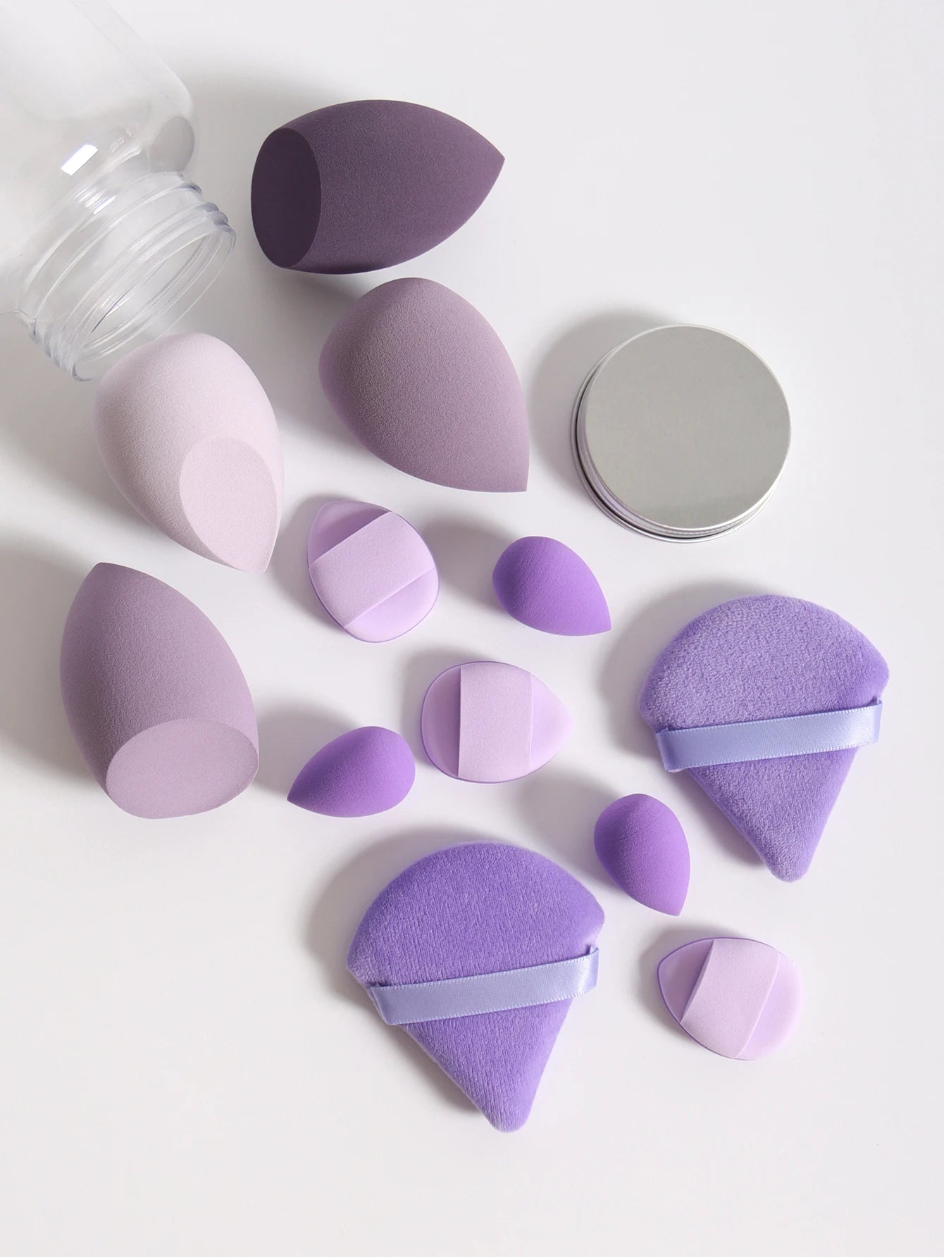 Esponjas de maquillaje de doble uso Luxury Glow, 12 unidades, con frasco de almacenamiento – Sin látex