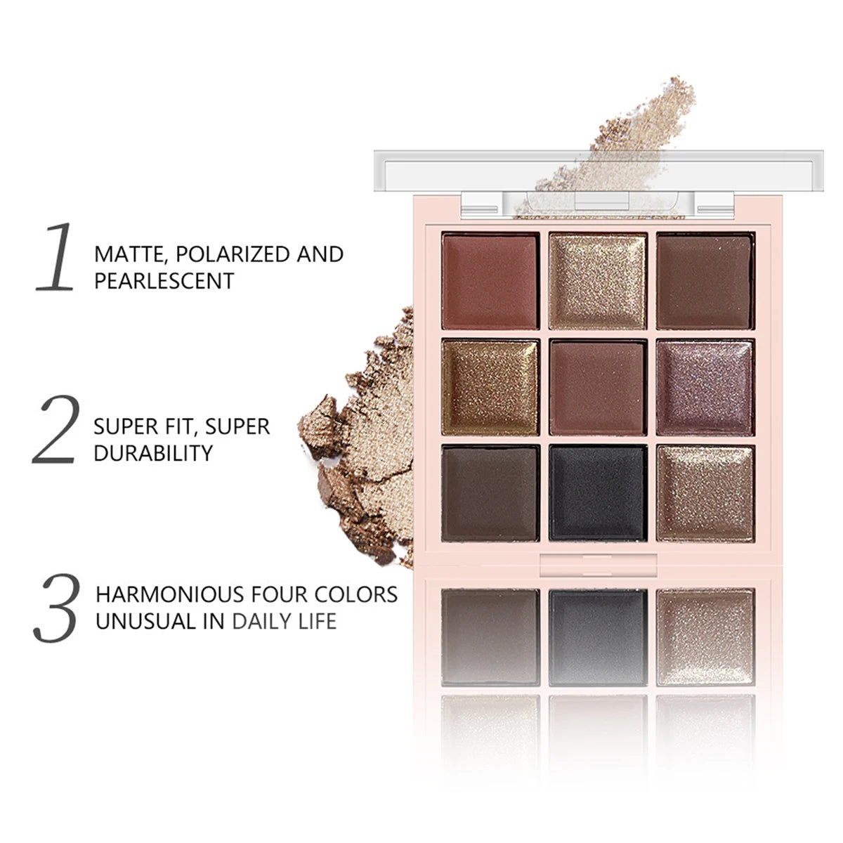 LuxuryGlow 9-Color Eyeshadow Palette – Matte, Shimmer & Glitter Milk Tea Shades | Waterproof, Long-Lasting Daily Makeup
